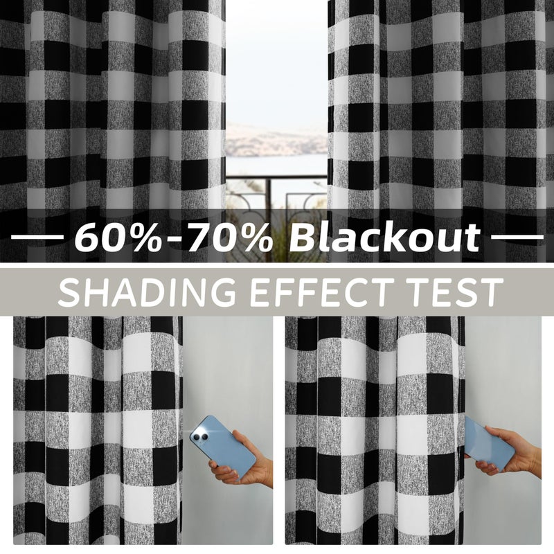DriftAway Buffalo Plaid Check Curtains Black and White Buffalo Checkered Blackout Window Curtains for Farmhouse Country Style Bedroom Dining Room Darkening Thermal Curtains 2 Panels Set 63 Inch Long - Image 4
